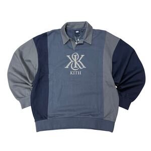 Kith Nelson Collared Pullover Torpedo Blue Grey XL